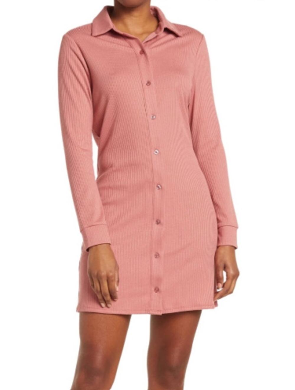 WAYF Mini Button Down Ribbed Shirt Dress Small